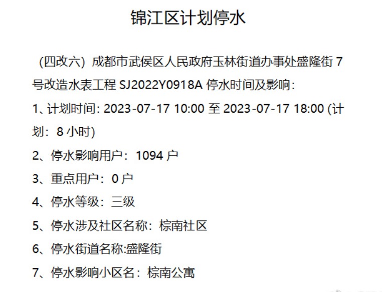 成都停水通知最新公告,成都停水通知最新公告，小巷深处的独特邂逅